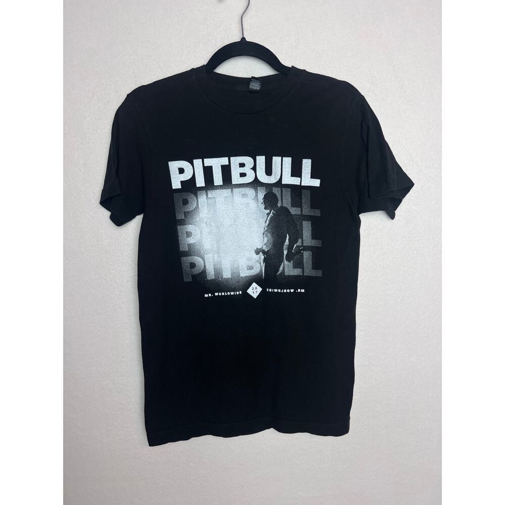 Pitbull Tour 2017 Short Sleeve Black T-Shirt Size Small